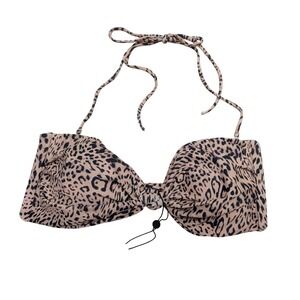 Skatie Leopard Print Bandeau Halter Bikini Top Size Large NEW Beach Vacation